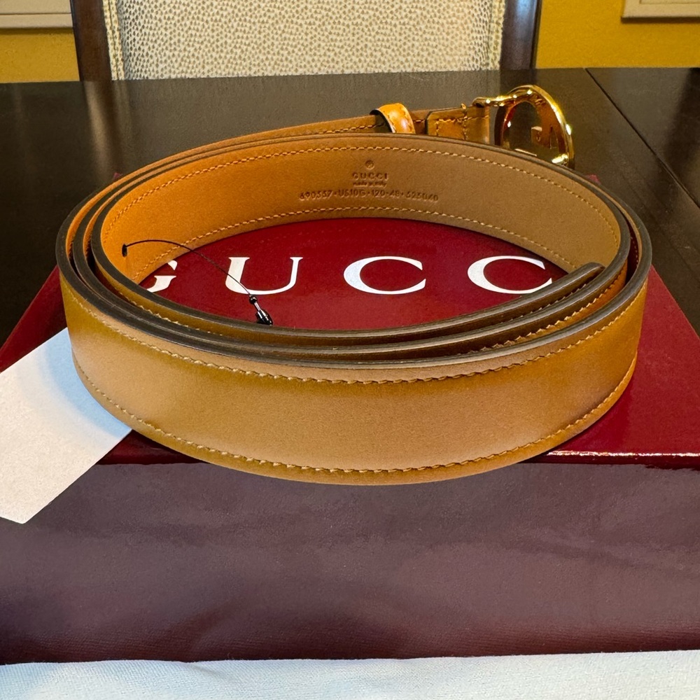 New Gucci GG Logo Buckle Brown Belt Size 48 / 120 cm Fits a Waist 44 - 48 - Picture 10 of 13